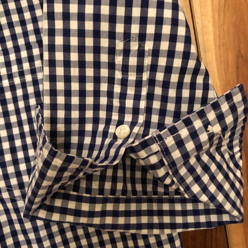 Blue check button down. - Picture 3 of 3